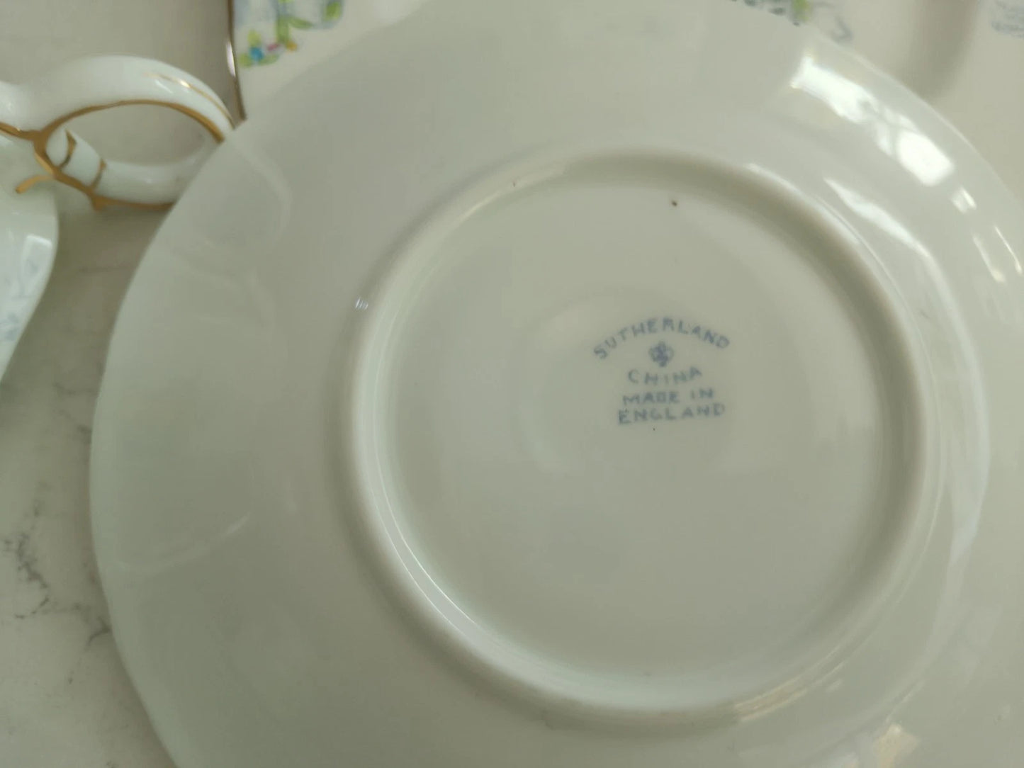 Sutherland China Trio Cup Saucer Plate RARE Handle Pattern 1380 Art Deco 1930s - Helsby Vintage