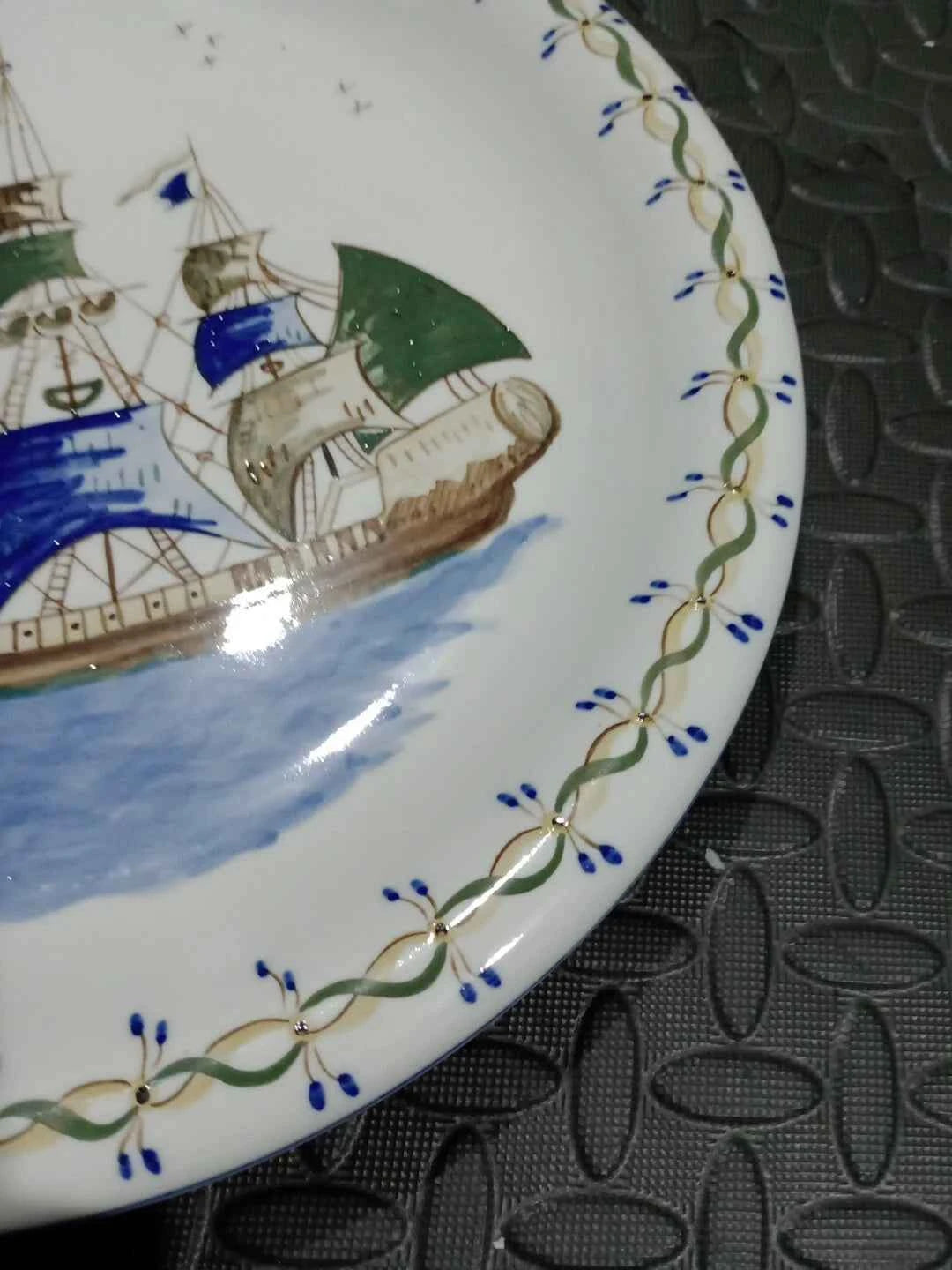 Viana Do Castelo Charger Plate 35cm Ana Maria Hand Painted 329 506 Vintage - Helsby Vintage