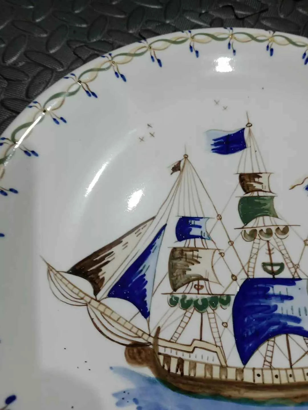 Viana Do Castelo Charger Plate 35cm Ana Maria Hand Painted 329 506 Vintage - Helsby Vintage