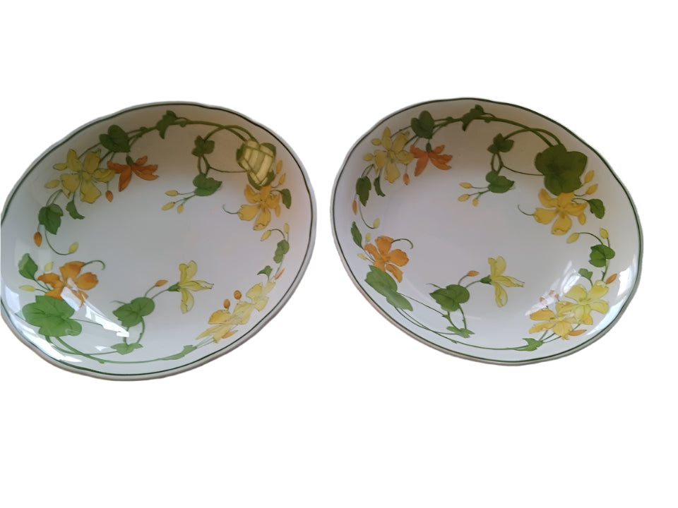 Villeroy & Boch Geranium Set Of 2 Dessert Soup Cereal Bowls Dishes 8 Inch - Helsby Vintage