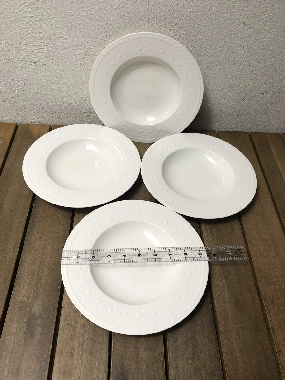 NEW Villeroy & Boch Cellini Set Of 4 Rimmed Soup Bowls 9.5 Inch 24cm Ivory - Helsby Vintage