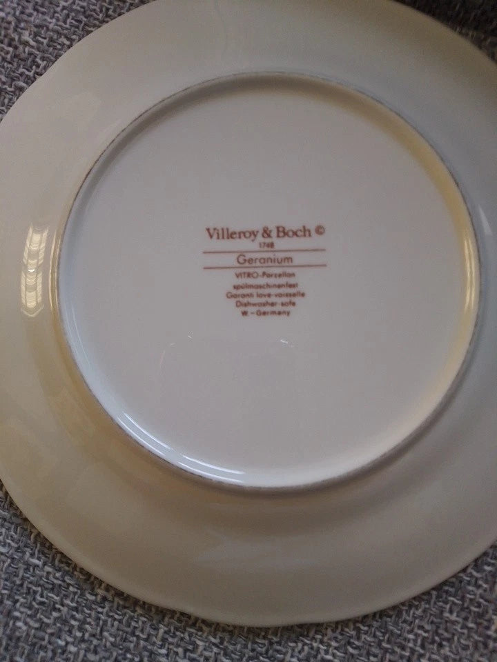 Villeroy And Boch Geranium Set Of Four Salad Plates 8.25" - Helsby Vintage