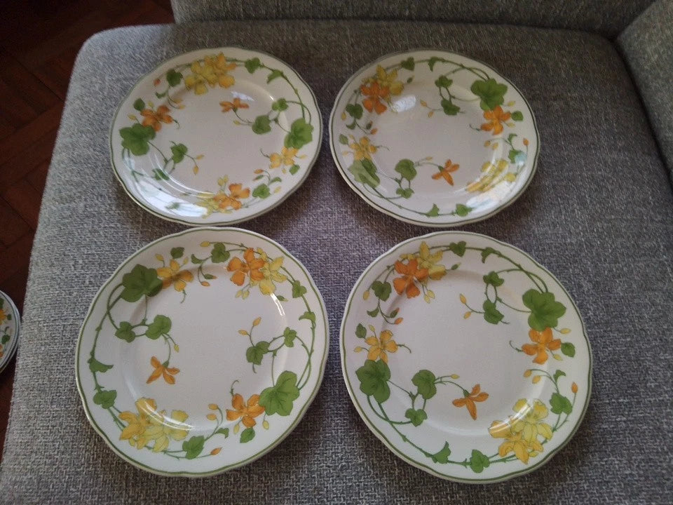 Villeroy And Boch Geranium Set Of Four Salad Plates 8.25" - Helsby Vintage