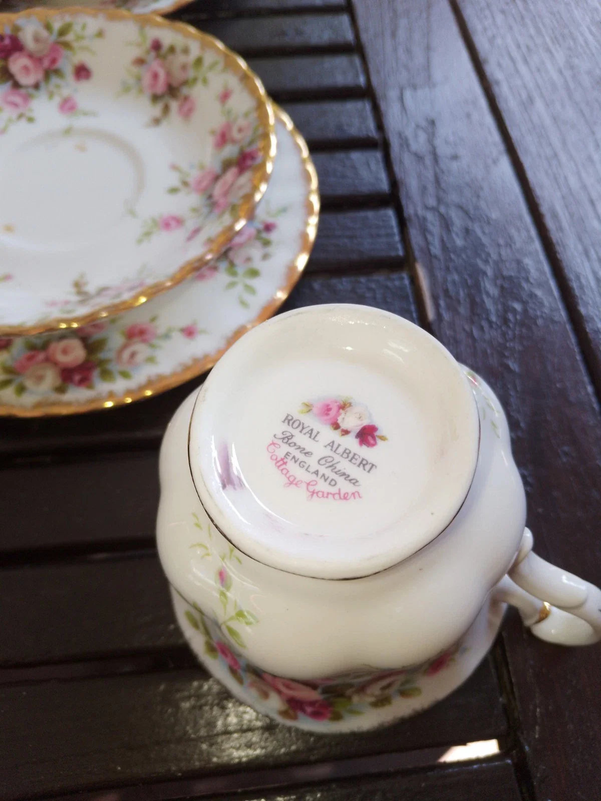 Royal Albert Cottage Garden Tea Set 6 Trios Cups, Saucers And Side Plates Rare - Helsby Vintage