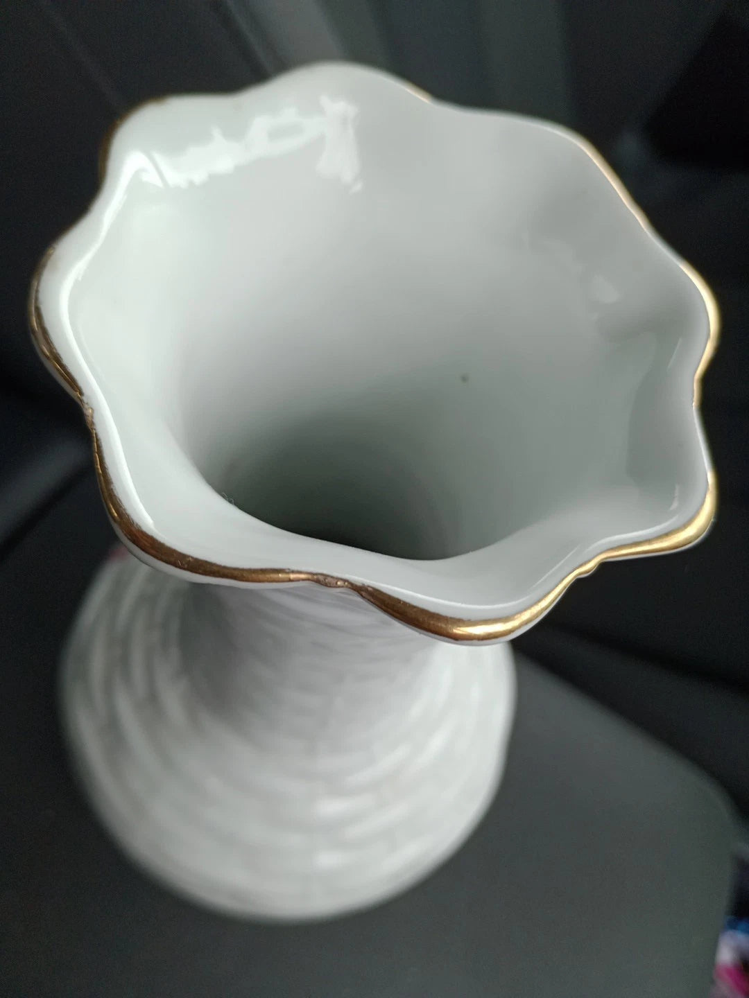 RARE Made in GDR Porcelain Vase Basket Weave Peacock 18cm Tall - Helsby Vintage