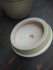 Marks & Spencer White Stripe Embossed Ceramic Lidded Biscuit Jar Vintage - Helsby Vintage