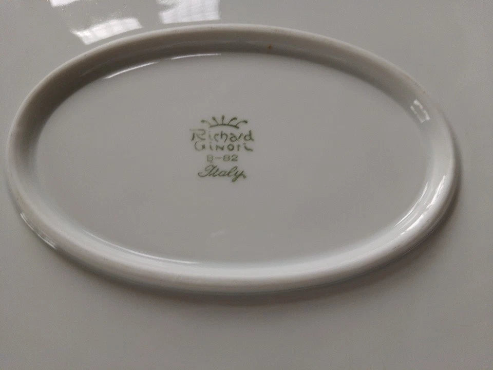 Richard Ginori Italy 16" Oval Serving Platter Gold Rim Vintage - Helsby Vintage