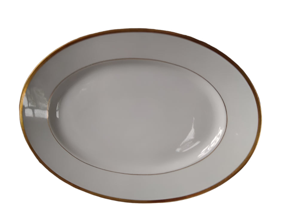 Richard Ginori Italy 16" Oval Serving Platter Gold Rim Vintage - Helsby Vintage