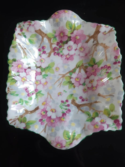 Shelley Floral Maytime Trinket Dish Porcelain Fine English Bone China - Helsby Vintage