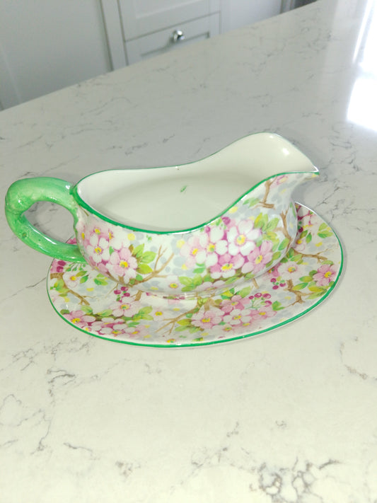 Shelley Maytime Small Sauce Boat and Saucer RARE - Helsby Vintage