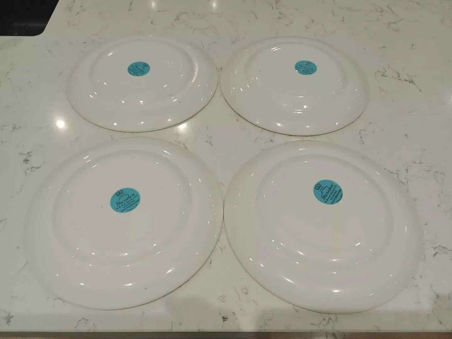 Sheriden Flying Pheasants Blue Teal Edged 8.5" Salad Plates Rare x 4 - Helsby Vintage
