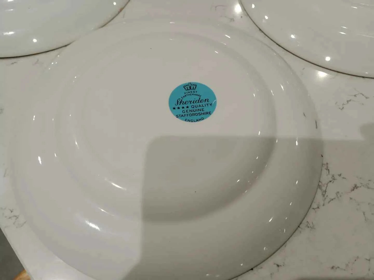 Sheriden Flying Pheasants Blue Teal Edged 8.5" Salad Plates Rare x 4 - Helsby Vintage