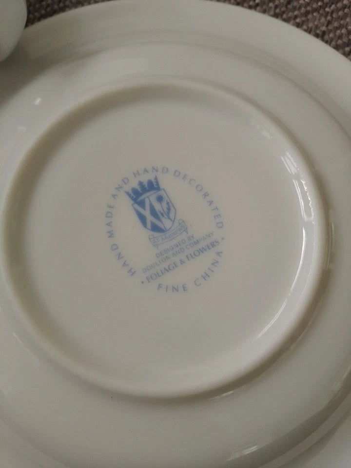 Set Of 4 St Andrews Botanics Cups And Saucers Doulton Foliage Flowers Vintage - Helsby Vintage