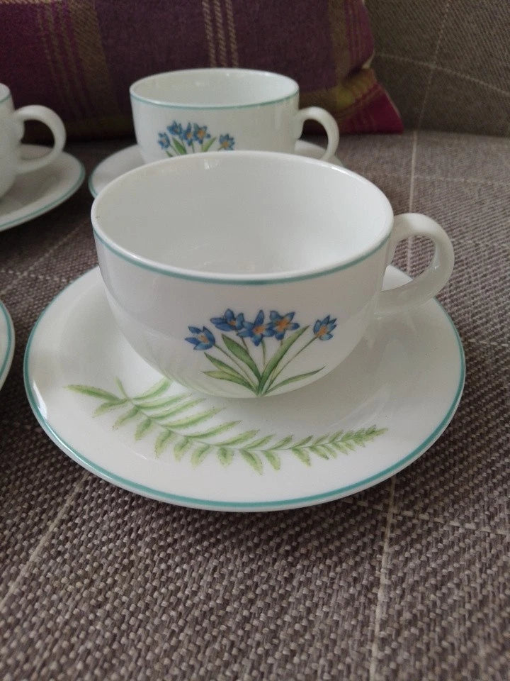 Set Of 4 St Andrews Botanics Cups And Saucers Doulton Foliage Flowers Vintage - Helsby Vintage
