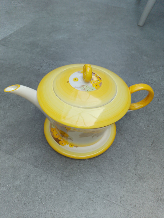 Shelley Yellow Phlox Teapot And Stand No W 12190 Regent Art Deco - Helsby Vintage