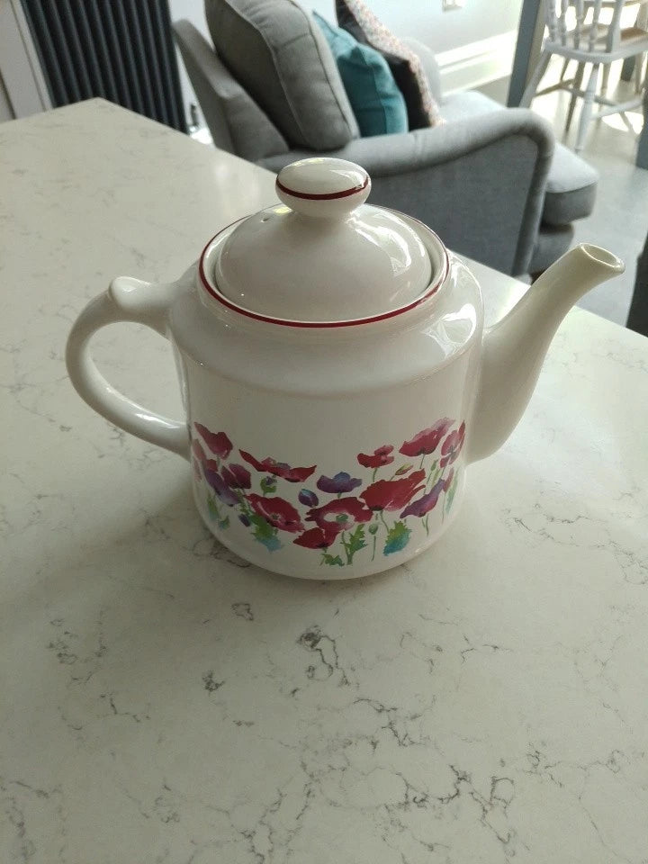 Wade Poppies Teapot, Large, 1980s, 15cm Height, Very Good Condition - Helsby Vintage