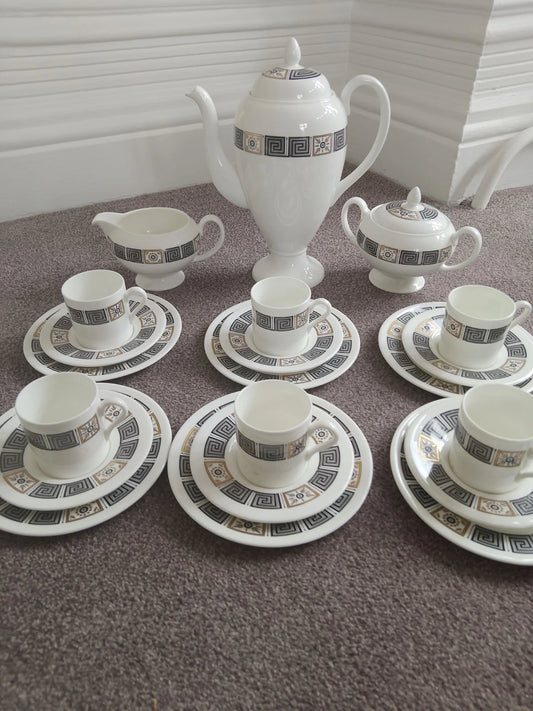 Wedgwood Asia Black Coffee Service Set White Bone China R4288 For 6 - Helsby Vintage