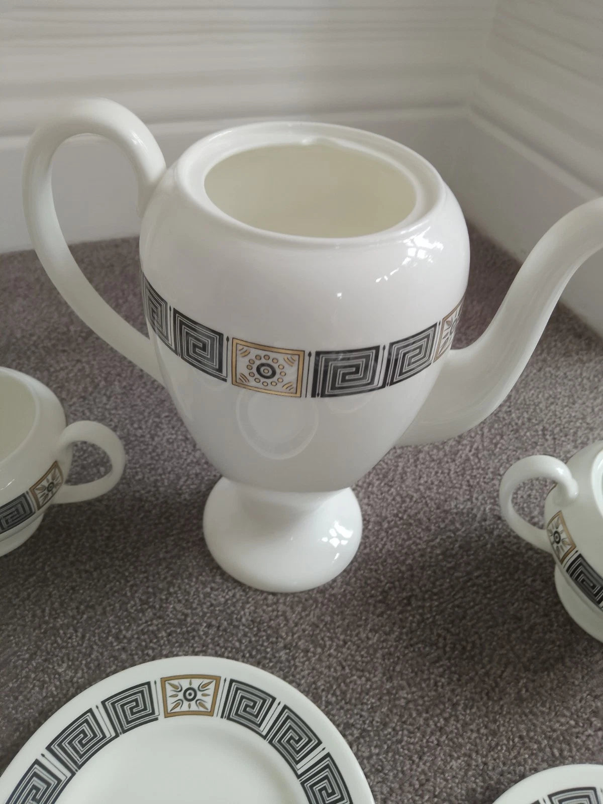 Wedgwood Asia Black Coffee Service Set White Bone China R4288 For 6 - Helsby Vintage