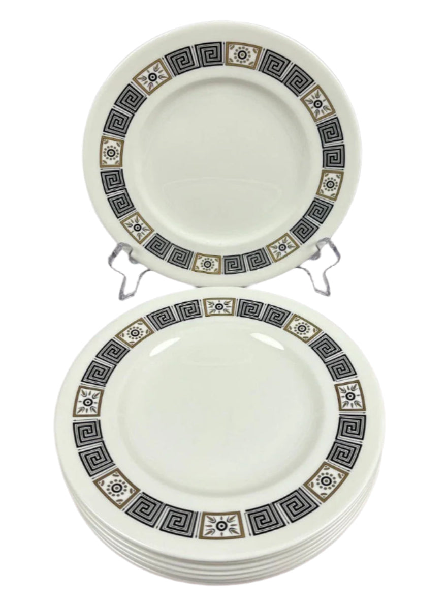 Wedgwood Asia Black R4288 Set Of 4 Salad Plates 8" Very Good Condition - Helsby Vintage