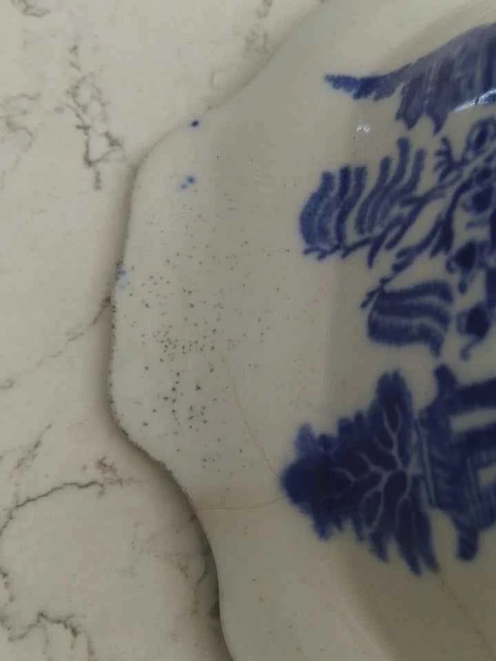 Antique Blue Willow Wedgwood & Co Pagoda Lidded Butter Dish Rare - Helsby Vintage
