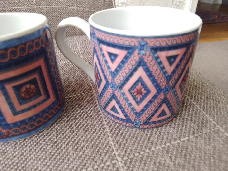 Wedgwood Home Peach Rosette Diamondell Mugs Vintage Tea Ware - Helsby Vintage