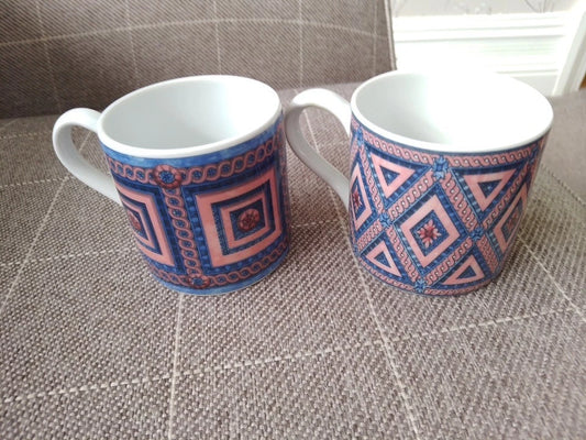 Wedgwood Home Peach Rosette Diamondell Mugs Vintage Tea Ware - Helsby Vintage