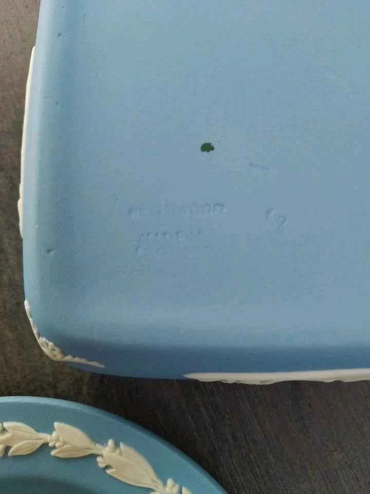 Wedgwood Jasperware Blue Trinket Dresser Box And 2 Pin Dishes Vintage - Helsby Vintage