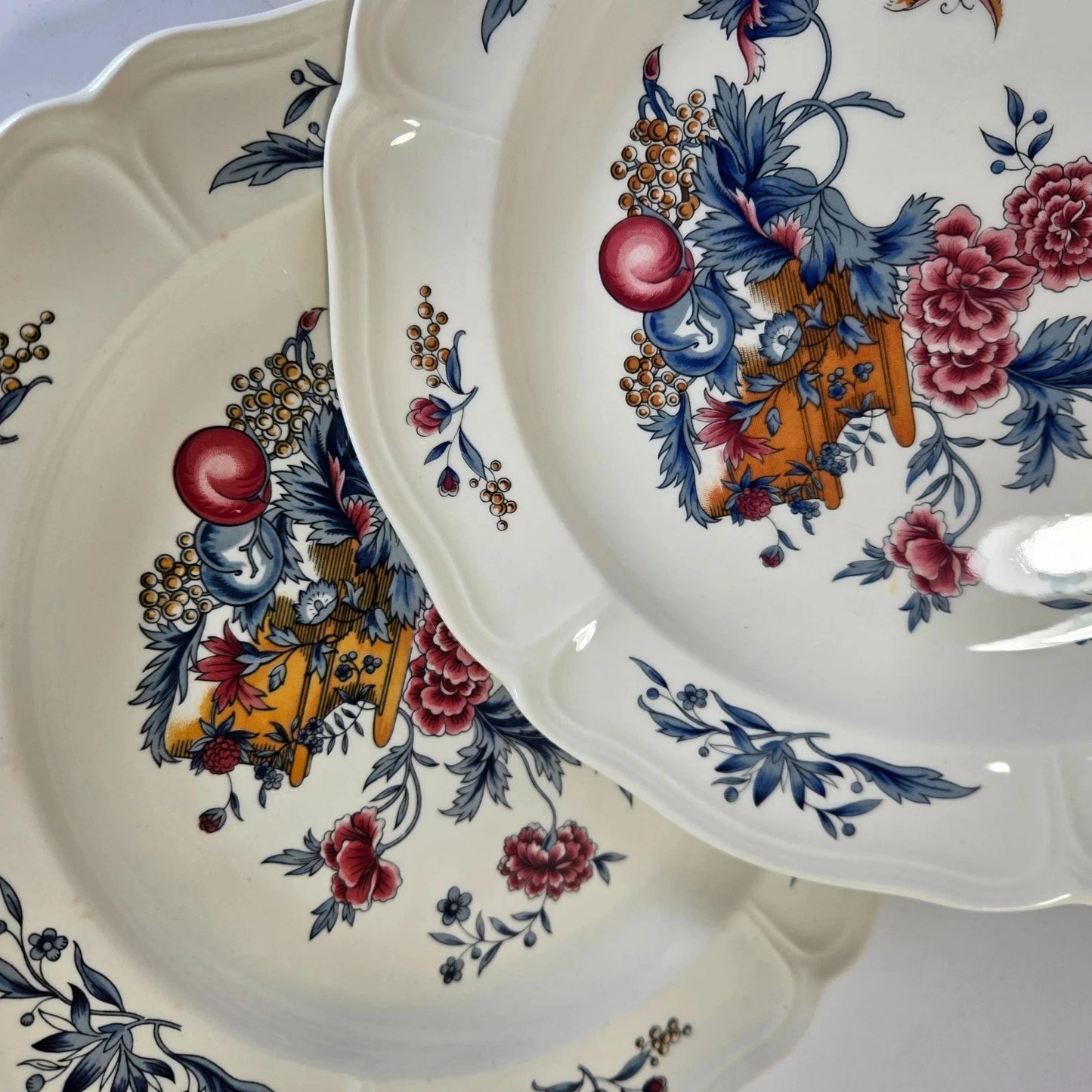 Set of 6 Wedgwood Williamsburg Potpourri Dinner Plates Bone China Elegant - Helsby Vintage