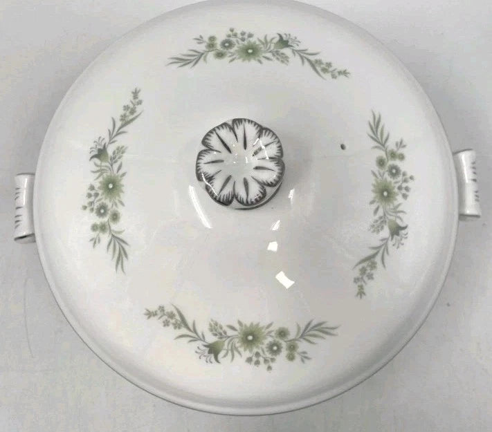 Wedgwood Westbury Vegetable Tureen And Lid R4410 White Green Silver - Helsby Vintage