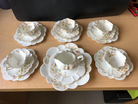 Antique Wileman Foley Pre-Shelley Chrysanthemum Empire Shape 18 Piece Tea Set - Helsby Vintage