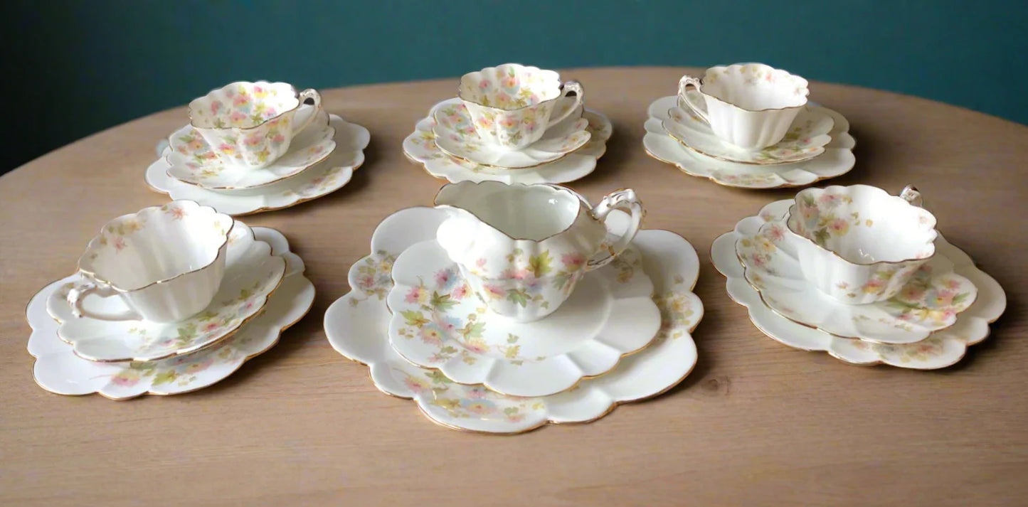 Antique Wileman Foley Pre-Shelley Chrysanthemum Empire Shape 18 Piece Tea Set - Helsby Vintage
