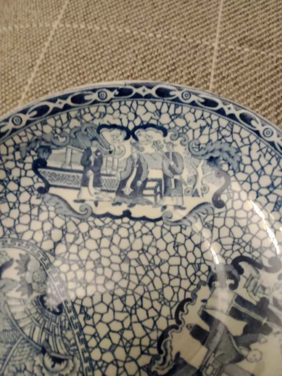 William Adams Blue And White Chinese Pattern Saucer Circa 1930 - Helsby Vintage