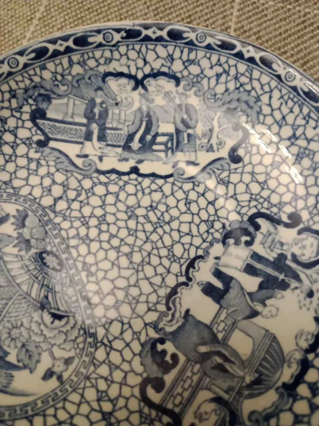 William Adams Blue And White Chinese Pattern Saucer Circa 1930 - Helsby Vintage