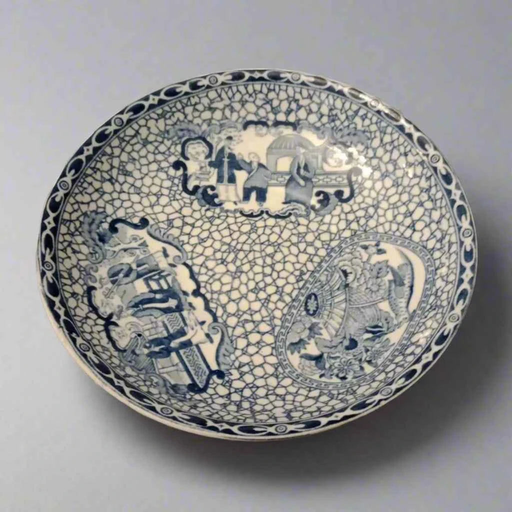 William Adams Blue And White Chinese Pattern Saucer Circa 1930 - Helsby Vintage