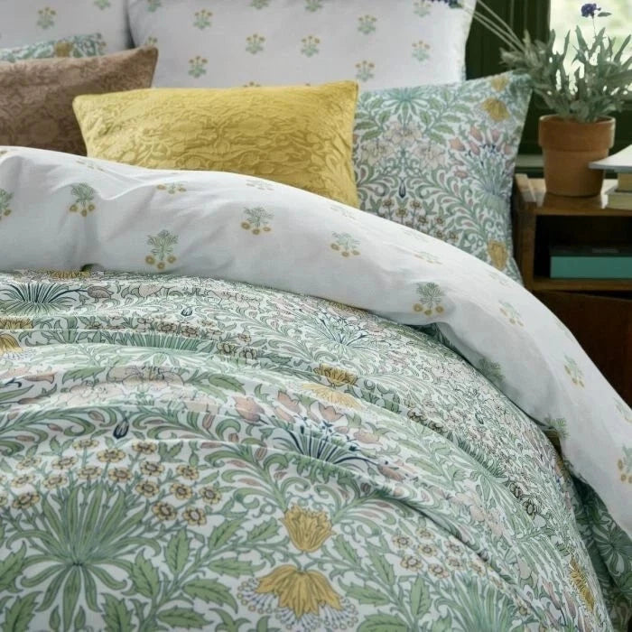 William Morris Garden Multi King Duvet Cover Set 100% Cotton 2 Pillowcases - Helsby Vintage