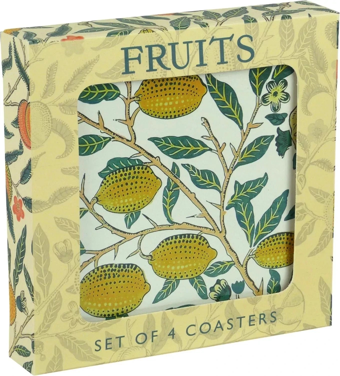William Morris Table Coasters Set Of 4 Fruit Design - Helsby Vintage