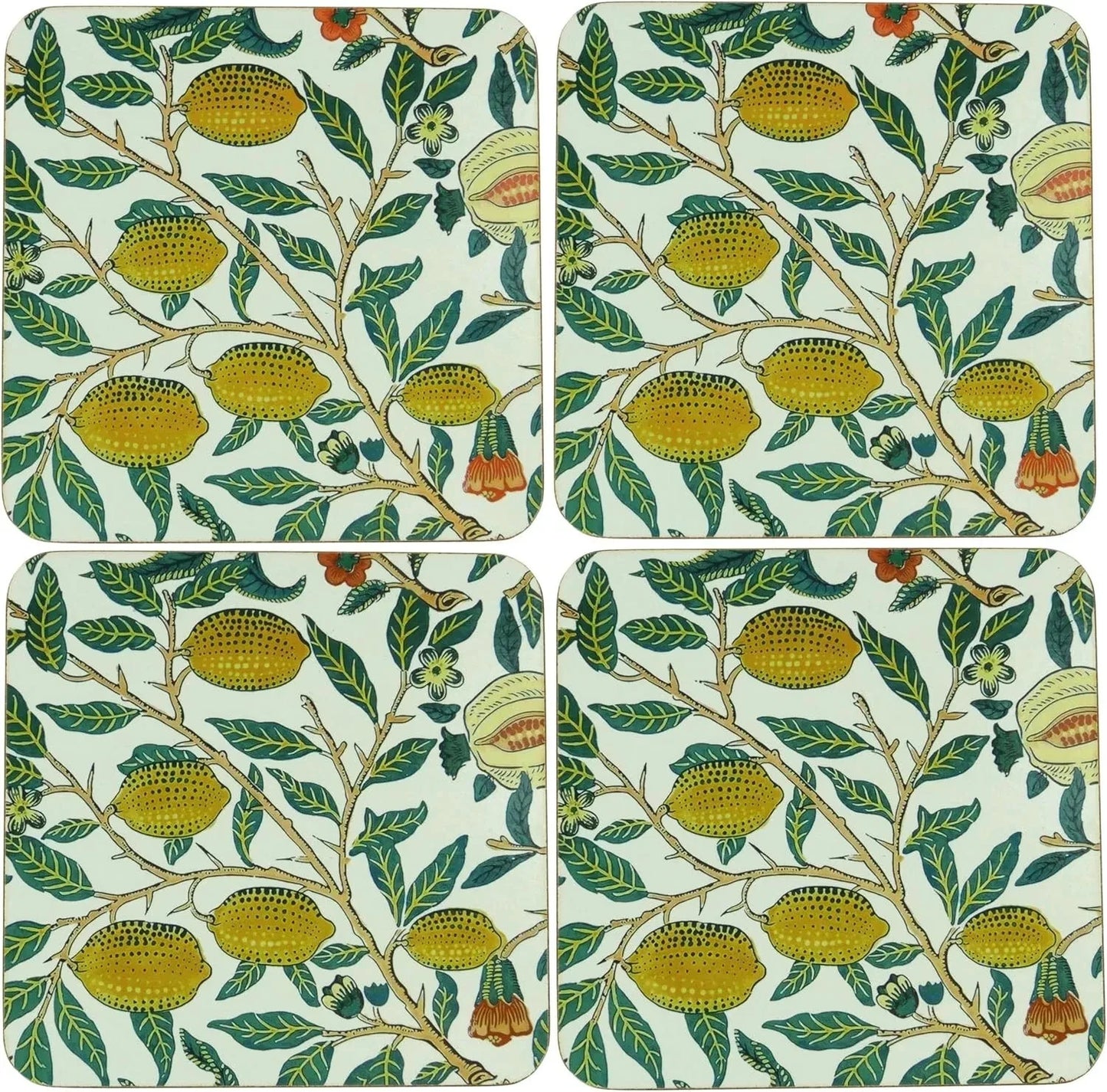 William Morris Table Coasters Set Of 4 Fruit Design - Helsby Vintage