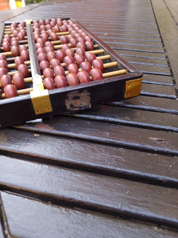 Vintage Lotus Flower Chinese Abacus Wooden 13 Digit - Helsby Vintage