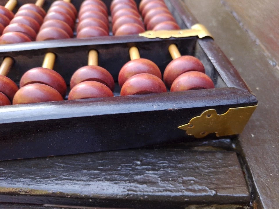 Vintage Lotus Flower Chinese Abacus Wooden 13 Digit - Helsby Vintage