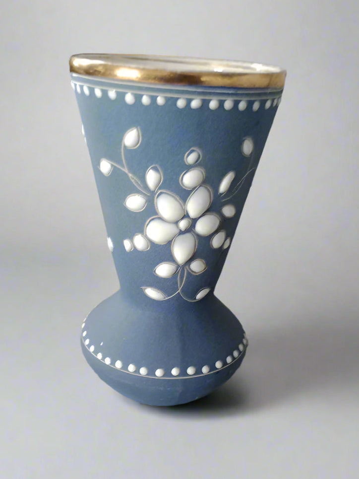 ALCOBACA Hand Painted Raised Relief Porcelain Vase Portugal #2387 