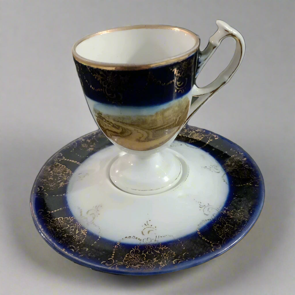 Footed Tea cup Eggcup With Picture Of Marine Drive Falmouth Rare