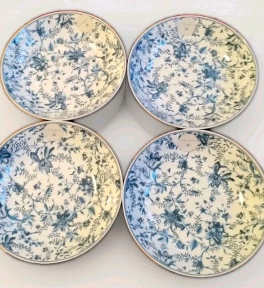 Set Of 4 Laura Ashley Edita's Garden Porcelain Pasta Bowls 9" BNWT