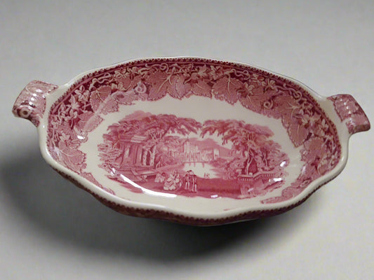 MASON’S Vista Pink 10.5” Oval Double Handled Serving Bowl Rare