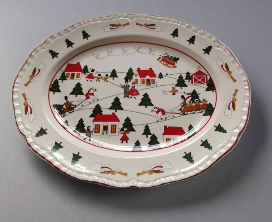 Masons Ironstone 1983 Christmas Village Platter Marsten Mandrajji
