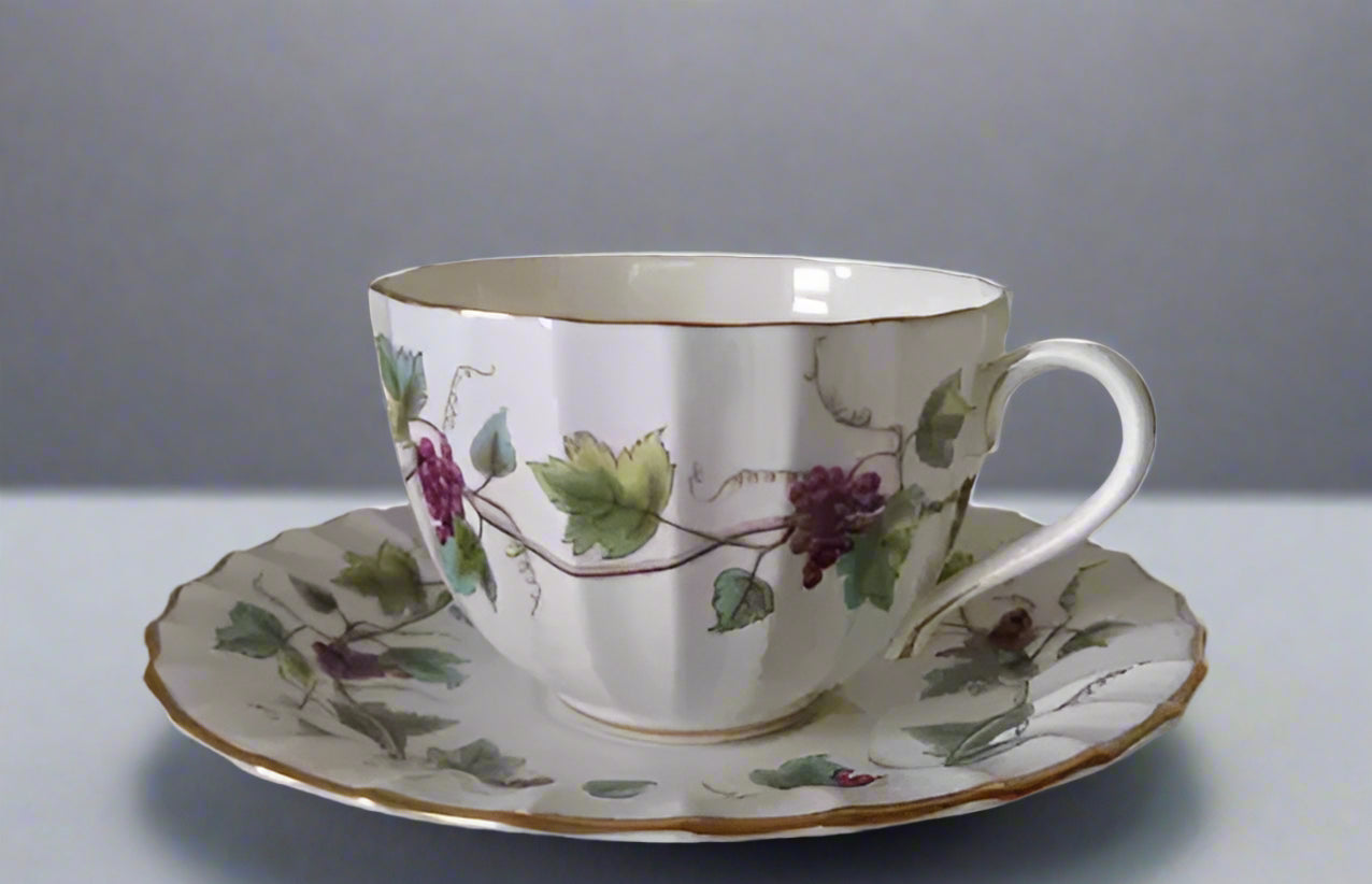 Royal Worcester Bacchanal Teacup & Saucer white