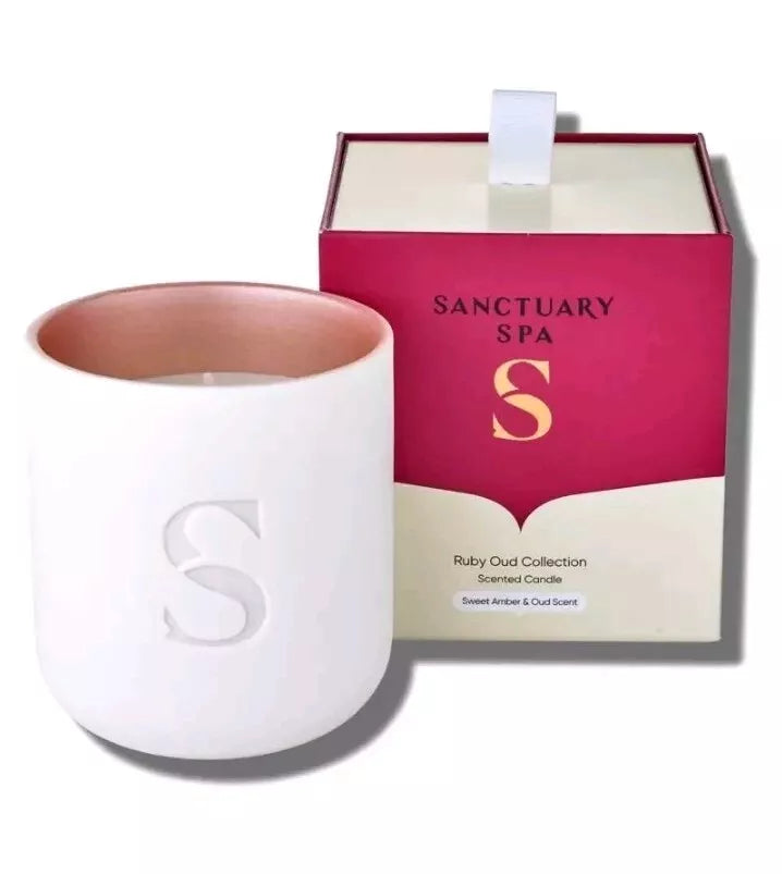 Sanctuary Spa Candle Sweet Amber and Oud Scented Candle Ruby Oud Collection