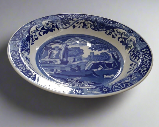 Spode Blue Italian Imperial Cookware Oven - Table Round Pie Dish Bowl 27cm Rare
