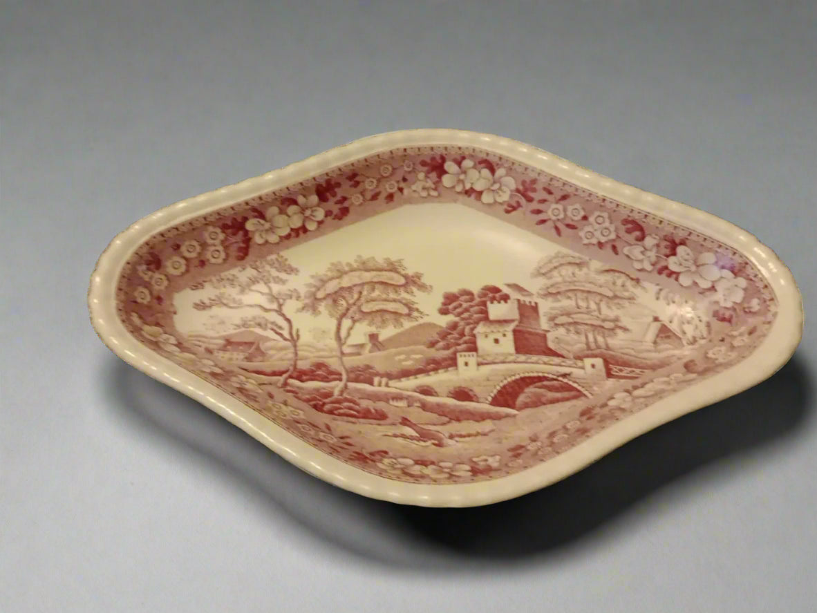 Spode Tower Pink Dessert / Snack Pickle Plate RARE