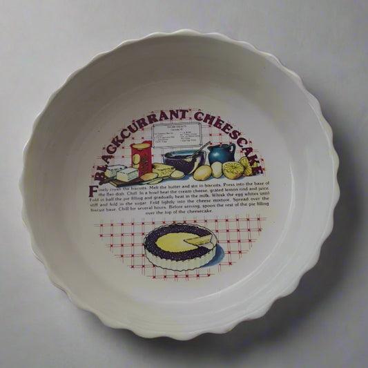 Vintage Ceramic Blackcurrant Cheesecake Recipe Flan Dish 
