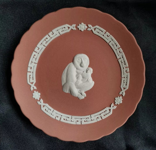Wedgwood Jasperware - Year Tray Monkey 2004 - Pin Dish Pink RARE